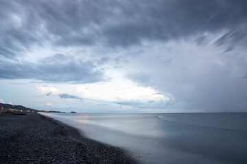 Santa Maria dei Cedri beach under a storm in Cosenza Calabria Italy