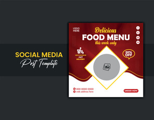 Food menu and restaurant burger social media post template for your business 
