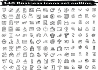 Fototapeta na wymiar Black and white icons set.Vector business icons set, outline style