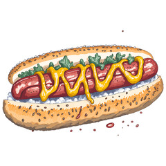 Watercolor Clipart, Watercolor illustration, Watercolor Painting, Watercolor Sublimation, Hotdog