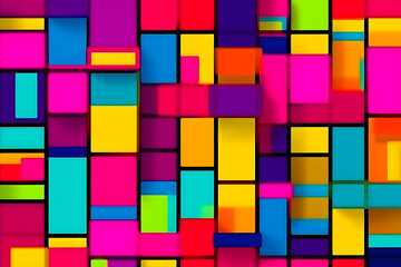 Abstract illustration - modern art colorful painting with geometrical patterns. Generative AI