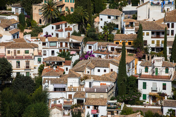 Fototapeta premium Architectural details of the Alhambra fortified palace complex and Granada city