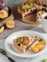 A piece of a plum cake