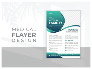 Creative Medical Flayer Design with Green gradient. Flayer for medical Promotion, advertisement. Printable & Editable for all user.