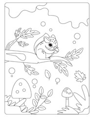 Autumn Coloring Pages for Kids, Autumn Coloring pages, 
kids Coloring pages, Animals, flower, Nature, black and white Coloring pages.   