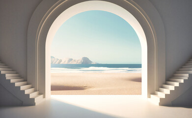 white archway leading into the beach