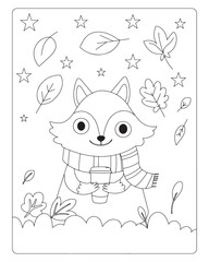 Autumn Coloring Pages for Kids, Autumn Coloring pages, 
kids Coloring pages, Animals, flower, Nature, black and white Coloring pages.   