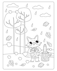 Autumn Coloring Pages for Kids, Autumn Coloring pages, 
kids Coloring pages, Animals, flower, Nature, black and white Coloring pages.   