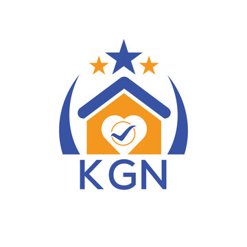 KGN House logo Letter logo and star icon. Blue vector image on white background. KJG house Monogram home logo picture design and best business icon. 
