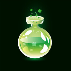 green good luck potion with clover as for patricks day