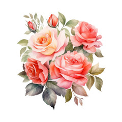 Wedding Composition of Flowers and Greenery in Bouquet Shape - Watercolor Illustration AI generated
