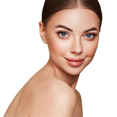 Portrait beautiful young woman with clean fresh skin. Model with healthy skin, close up portrait. Cosmetology, beauty and spa