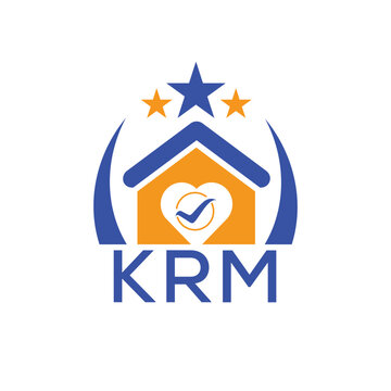 KRM House logo Letter logo and star icon. Blue vector image on white background. KJG house Monogram home logo picture design and best business icon. 
