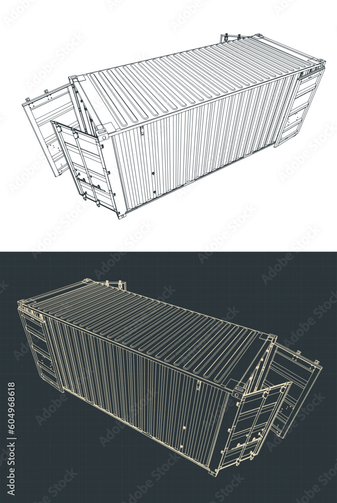 Wall mural Cargo container illustrations