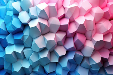 Generative AI Illustration of a pattern of geometric shapes in teal and pink colors