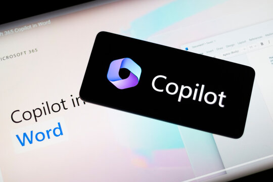 Microsoft Copilot Artificial Intelligence Assistant For Word Applications And Services.	
