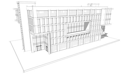 Modern office building concept 3d rendering