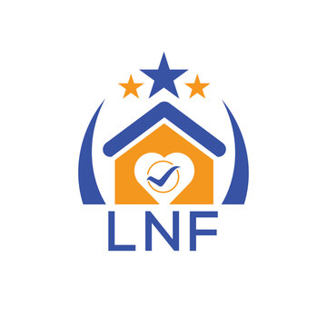LNF House logo Letter logo and star icon. Blue vector image on white background. KJG house Monogram home logo picture design and best business icon. 
