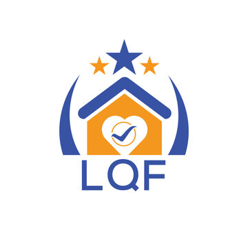 LQF House logo Letter logo and star icon. Blue vector image on white background. KJG house Monogram home logo picture design and best business icon. 
