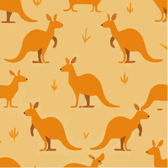 cute simple kangaroo pattern, cartoon, minimal, decorate blankets, carpets, for kids, theme print design
