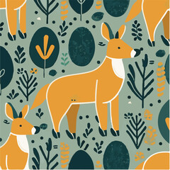 cute simple kangaroo pattern, cartoon, minimal, decorate blankets, carpets, for kids, theme print design
