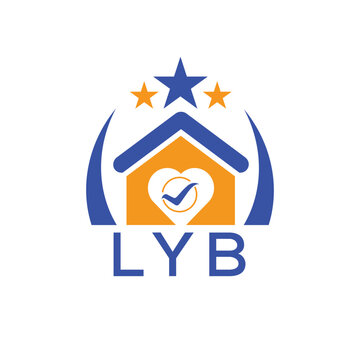 LYB House logo Letter logo and star icon. Blue vector image on white background. KJG house Monogram home logo picture design and best business icon. 
