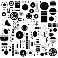 Stylized vector shapes, high resolution The collection should include a range of unique forms, clean, minimalist shapes,  abstract, jagged edges, fluid curves, cyberpunk style