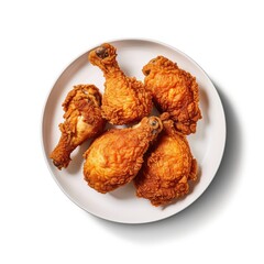 Delicious Fried Chicken on a White Background Generative AI