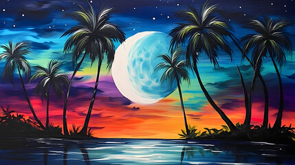 夜の熱帯島バケーションの魅力を体験する No.036 | Enchanted Nights: A Tropical Island Vacation in Art Generative AI