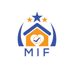 MIF House logo Letter logo and star icon. Blue vector image on white background. KJG house Monogram home logo picture design and best business icon. 
 - obrazy, fototapety, plakaty
