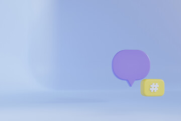 Speech bubbles.Blank 3D text bubbles for business design, discussion, topic clarifications, notifications and explain expanded content. 3D illustration