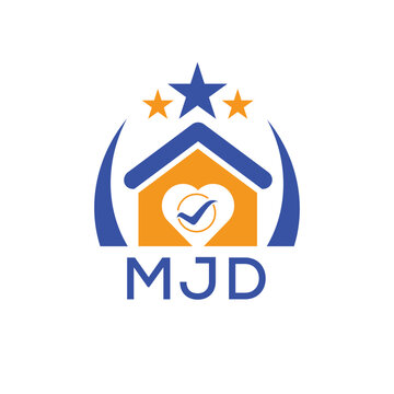 MJD House logo Letter logo and star icon. Blue vector image on white background. KJG house Monogram home logo picture design and best business icon. 

