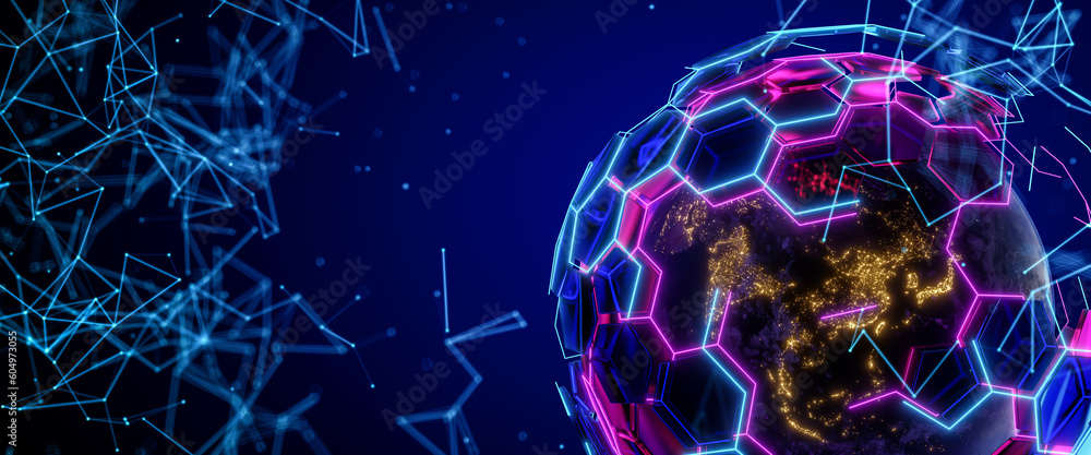 Poster concept of communication network technology for internet business. world of global network and telec