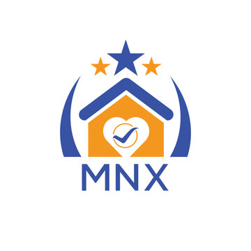 MNX House logo Letter logo and star icon. Blue vector image on white background. KJG house Monogram home logo picture design and best business icon. 
