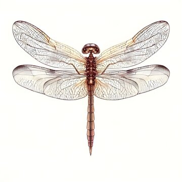dragonfly watercolor drawing illustration isolated on white background Generative AI