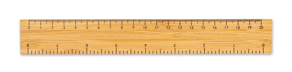 bamboo ruler with measures in centimeters inches isolated, background transparent background, png - Powered by Adobe