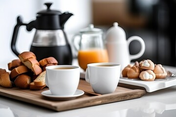 Coffee maker with breakfast food (Ai generated)