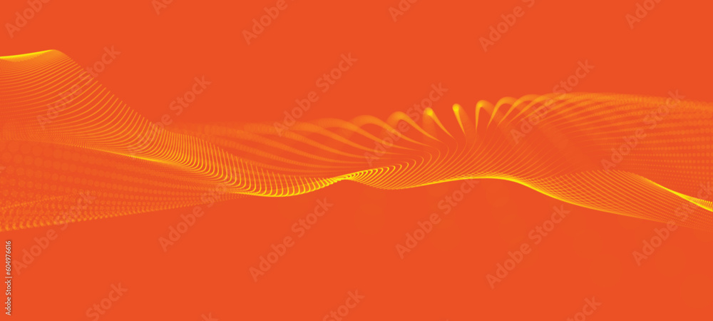 Poster abstract digital wave of particles. futuristic point wave. technology background vector. 3d renderin
