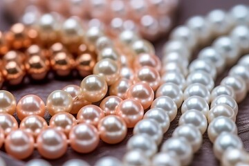 Pearl necklace, High luster pearl jewelry, Akoya, fresh water (Ai generated)