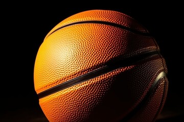 Basketball in black background, sport (Ai generated)