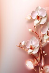 A Wallpaper in the Dreamy Symphony Opal Orchids and Copper Waves Style - Orchids Background with Opal and Copper Elements - Beautiful Orchids Backdrop created with Generative AI Technology
