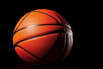 Basketball in black background, sport (Ai generated)