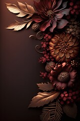 A Background with Flowers of Fire Garnet Blooms and Bronze Accents - Flowers in the Style of Fire Garnet and Bronze Accents with empty copy space - Wallpaper created with Generative AI Technology
