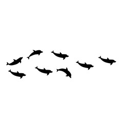 Obraz na płótnie Canvas Dolphins line shape silhouette group