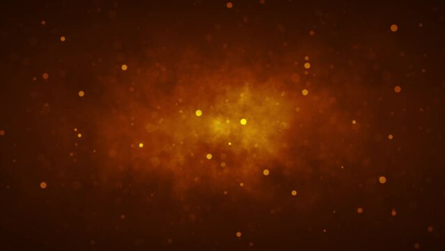 Abstract background illuminated in the center and yellow particles in the air