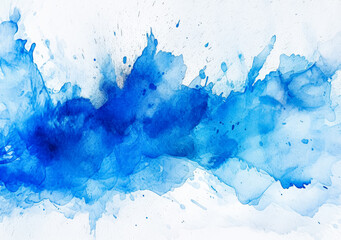 Obraz premium Blue watercolor paint on paper background texture. Generative Ai Illustration. 