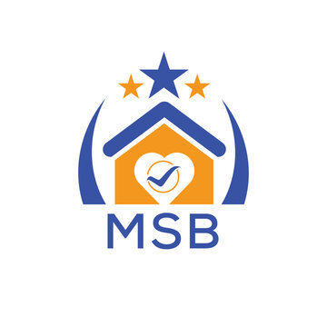 MSB House logo Letter logo and star icon. Blue vector image on white background. KJG house Monogram home logo picture design and best business icon. 
