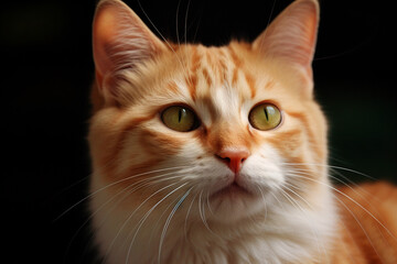 Portrait of the cute cat staring. Beautiful kitten looking deep. Generated AI.