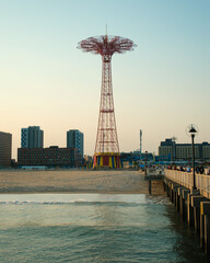 View of the Parachute Jump from the pier at Coney Island, Brooklyn, New York