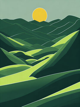 Green heels lanscape. AAAI generated illustration